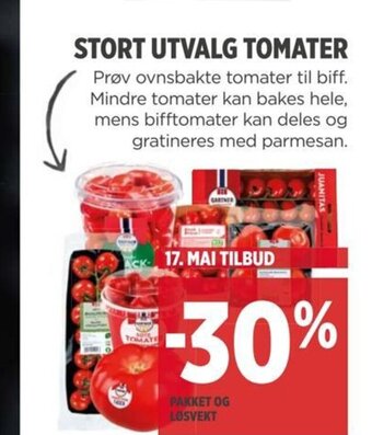 Meny STORT UTVALG TOMATER tilbud
