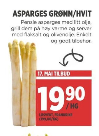 Meny ASPARGES GRØNN/HVIT tilbud