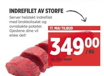 Meny INDREFILET AV STORFE tilbud