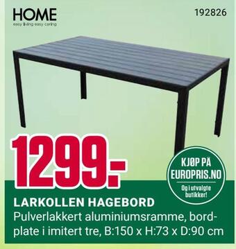Europris Larkollen hagebord tilbud