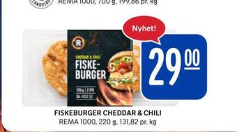 Rema 1000 Fiskeburger cheddar & chili tilbud