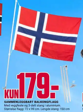 Europris Sammenleggbart balkongflagg tilbud