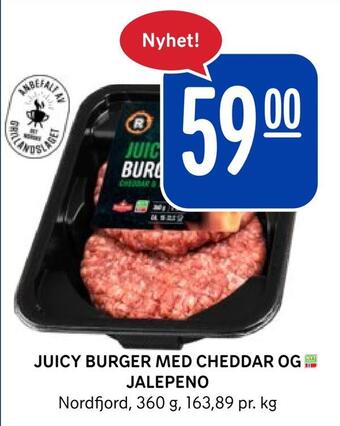 Rema 1000 Juicy burger med cheddar og jalepeno tilbud