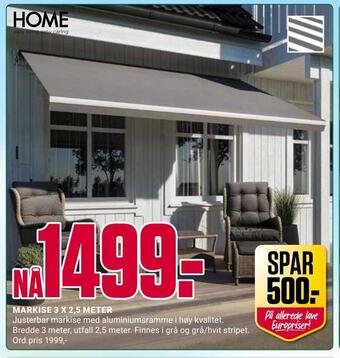 Europris Markise 3 x 2,5 meter tilbud