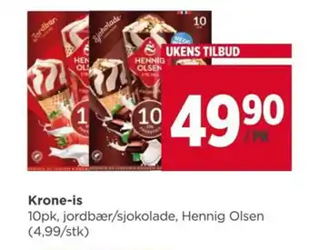 Meny Krone-is 10pk, jordbær/sjokolade, Hennig Olsen tilbud