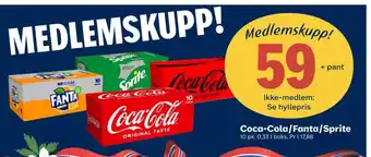 Coop Extra Coca-Cola/Fanta/Sprite 10 pk 0.33 l tilbud