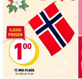 Coop Extra 17. MAI-FLAGG 15 x 20,6 cm. pr stk tilbud