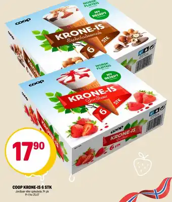 Coop Extra COOP KRONE-IS 6 STK Jordbær eller sjokolade tilbud