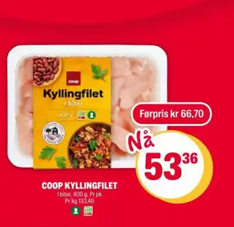Coop Extra COOP KYLLINGFILET I biter. 400 g. tilbud