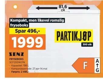 POWER SENZ FRYSEBOKS SCF200W21N tilbud