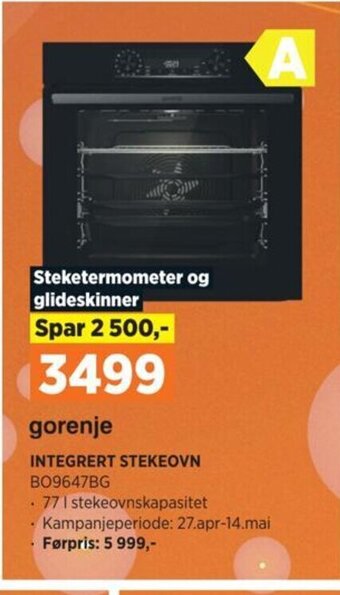 POWER gorenje INTEGRERT STEKEOVN B09647BG tilbud