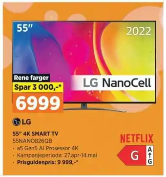 POWER LG 55" 4K SMART TV 55NANO826QB tilbud