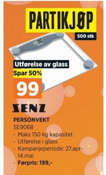 POWER SENZ PERSONVEKT SE9068 tilbud