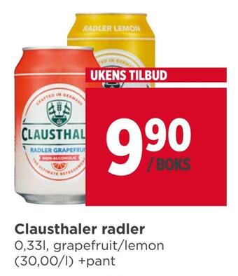 Meny Clausthaler radler tilbud