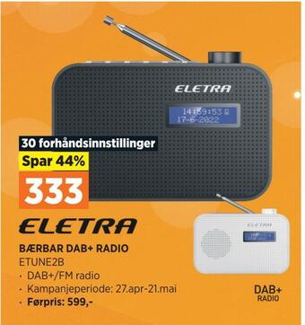 POWER Bærbar dab+ radio tilbud