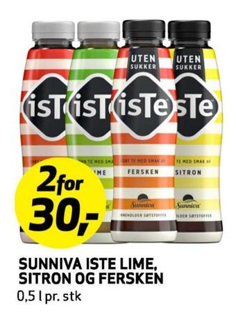Bunnpris Sunniva iste lime, sitron og fersken tilbud