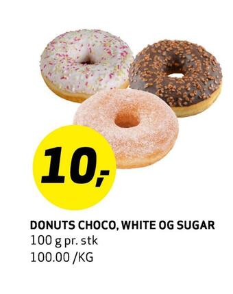 Bunnpris Donuts choco, white og sugar tilbud
