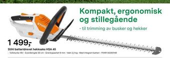 Felleskjøpet Stihl batteridrevet hekksaks hsa 45 tilbud