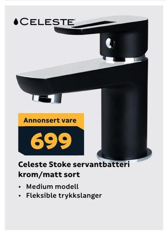 Megaflis Celeste stoke servantbatteri krom/matt sort tilbud