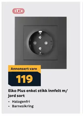 Megaflis Elko plus enkel stikk innfelt m/ jord sort tilbud