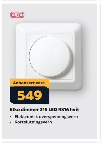 Megaflis Elko dimmer 315 led rs16 hvit tilbud