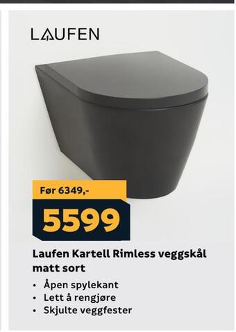 Megaflis Laufen kartell rimless veggskål matt sort tilbud