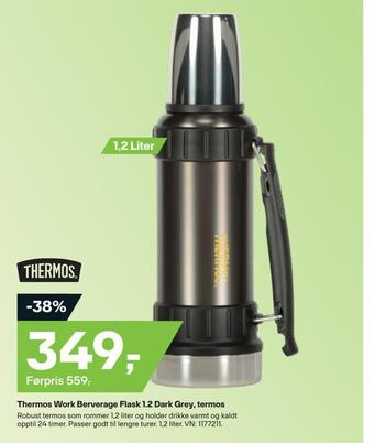 XXL Sport Thermos work berverage flask 1,2 dark grey, termos tilbud