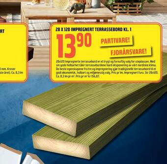 Coop Obs 28 x 120 impregnert terrassebord kl. 1 tilbud