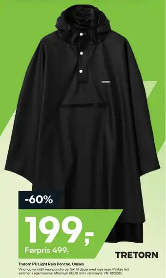 XXL Sport Tretorn pu light rain poncho, unisex tilbud