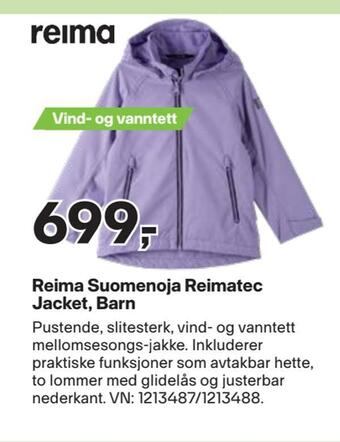 XXL Sport Reima suomenoja reimatec jacket, barn tilbud