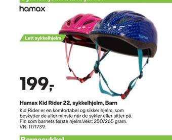 XXL Sport Hamax kid rider 22, sykkelhjelm, barn tilbud