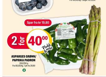 Coop Extra Asparges grønn/ paprika padron tilbud