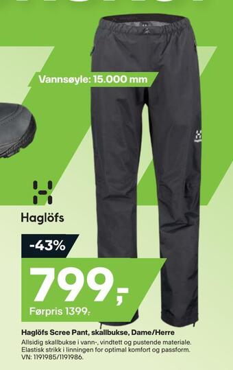 XXL Sport Haglöfs scree pant, skallbukse, dame/herre tilbud
