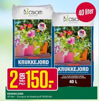 Europris Blossom plantejord tilbud