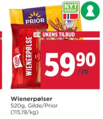 Meny Prior wienerpølser tilbud