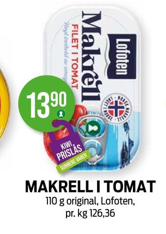 Kiwi Makrell i tomat tilbud
