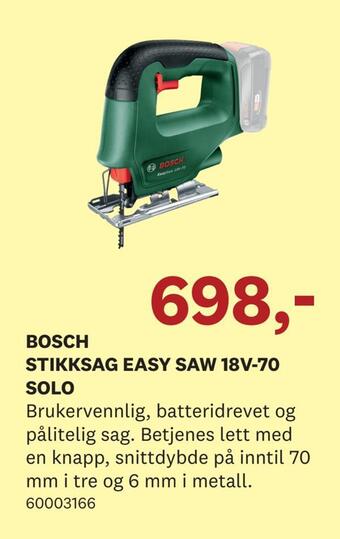 Bosch stikksag easy saw 18v-70 solo