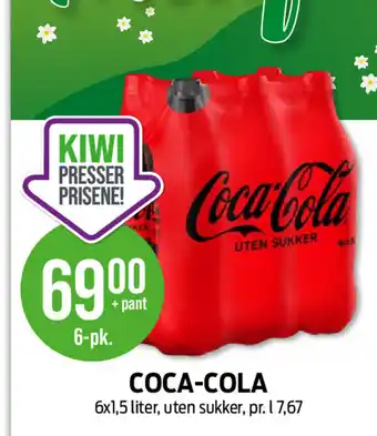 Kiwi COCA-COLA 6x1,5 liter tilbud