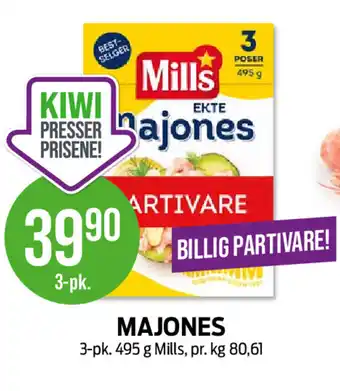 Kiwi MAJONES 3-pk. 495 g Mills tilbud