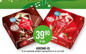 Kiwi KRONE-IS 6 stk. sjokolade, jordbær, Hennig Olsen is tilbud