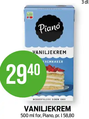 Kiwi VANILJEKREM 500 ml for, Piano tilbud