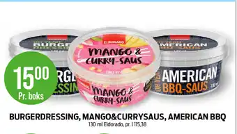 Kiwi BURGERDRESSING, MANGO & CURRY-SAUS, AMERICAN BBQ tilbud