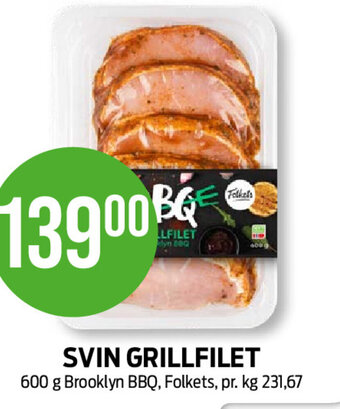 Kiwi SVIN GRILLFILET 600 g Brooklyn BBQ, Folkets tilbud