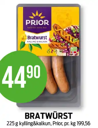 Kiwi BRATWÜRST 225 g kylling&kalkun tilbud