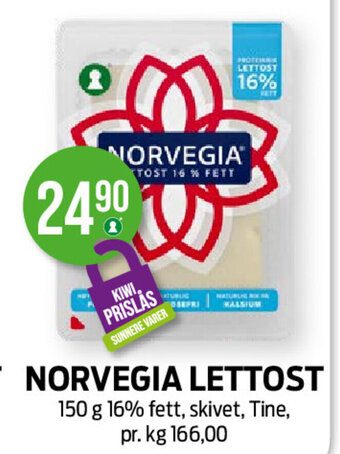 Kiwi NORVEGIA LETTOST 150 g 16% fett, skivet, Tine tilbud