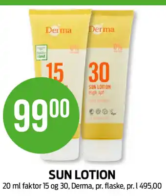 Kiwi SUN LOTION 20 ml faktor 15 og 30, Derma, pr. flaske tilbud