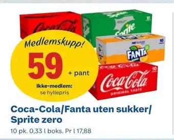 Coop Obs Coca-cola/fanta uten sukker/ sprite zero tilbud