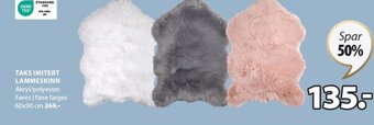 JYSK TAKS IMITERT LAMMESKINN tilbud