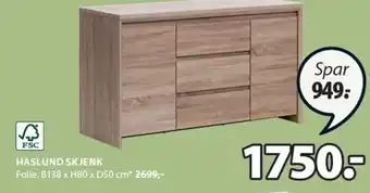 JYSK HASLUND SKJENK Folie. B138 x H80 x D50 cm tilbud