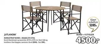 JYSK JUTLANDIA® RANGSTRUP BORD + NAGELSTI STOL tilbud